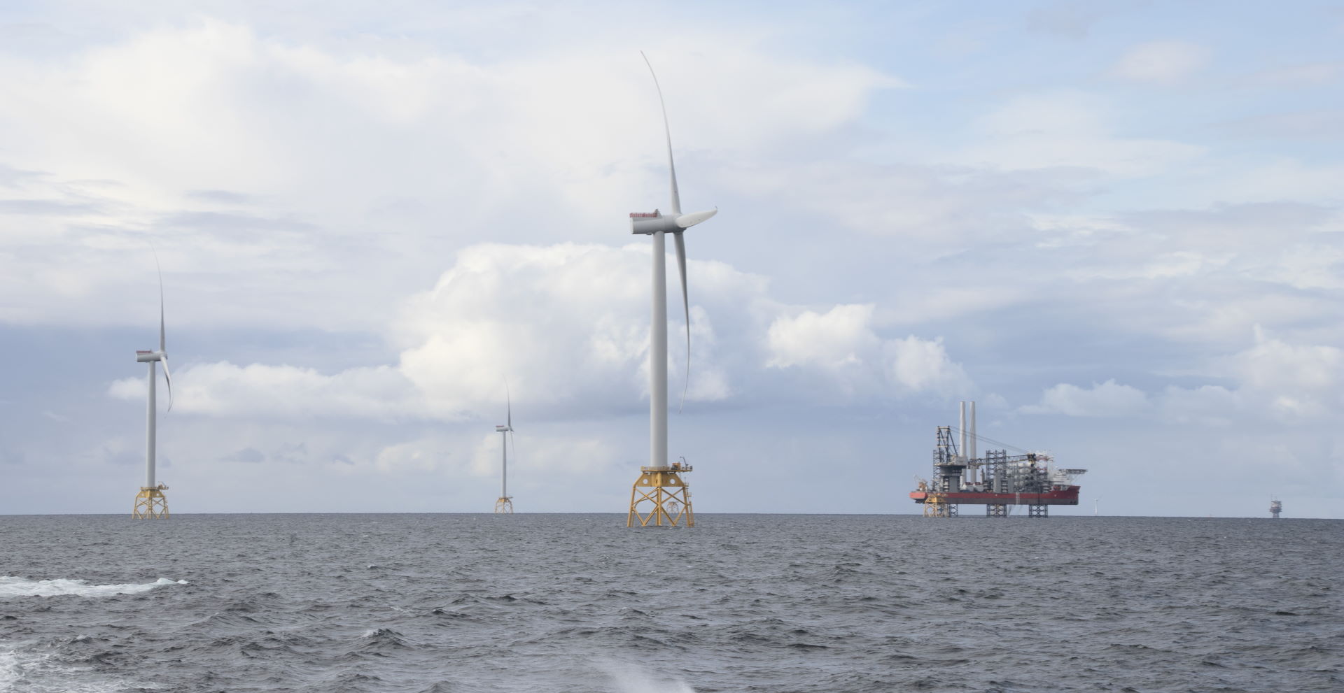 Beatrice wind farm turbines and oil tanker 
