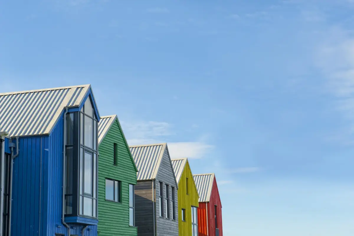 Multi-coloured exterior of John O'Groats Hotel