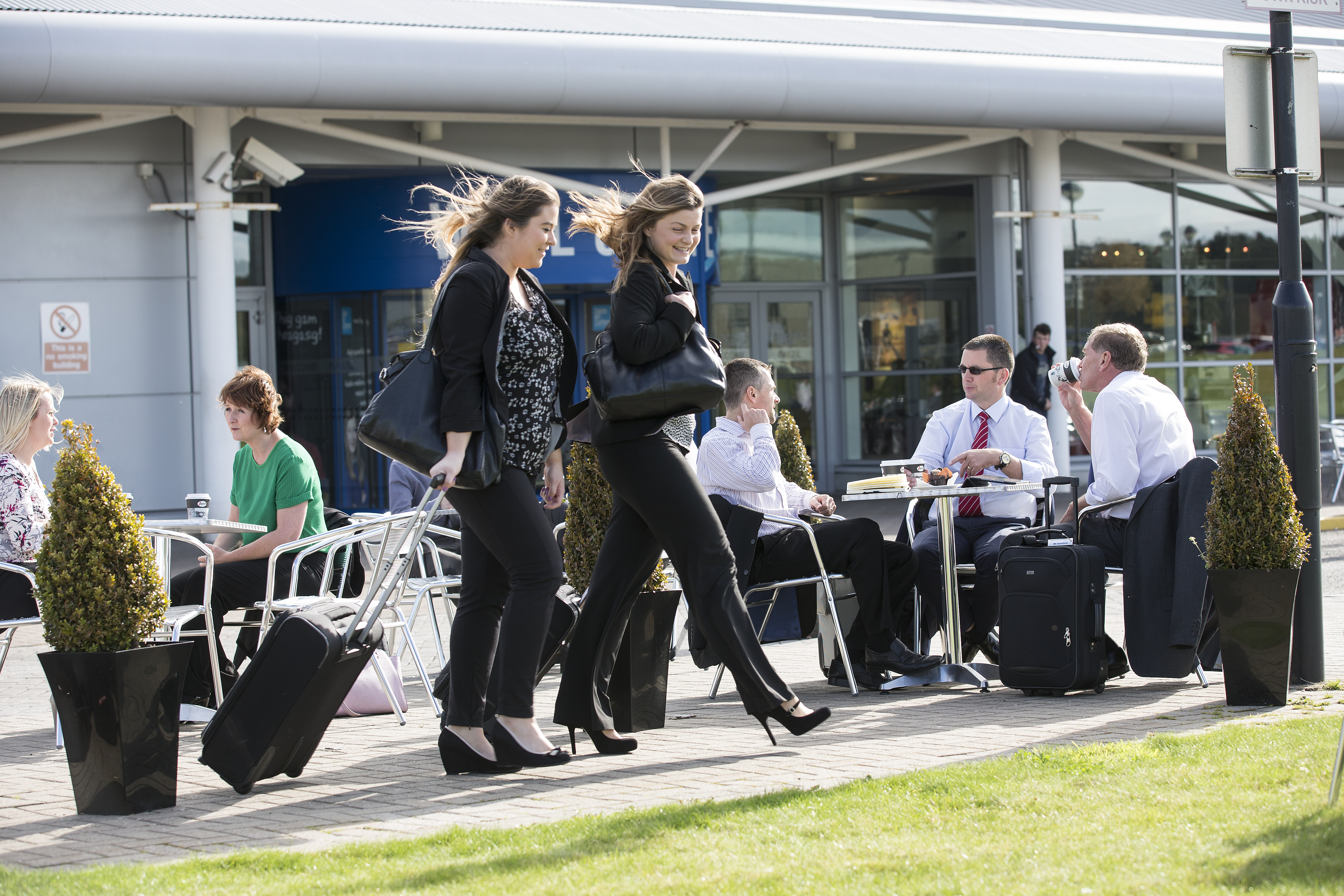 Passengers arriving at Inverness Airport